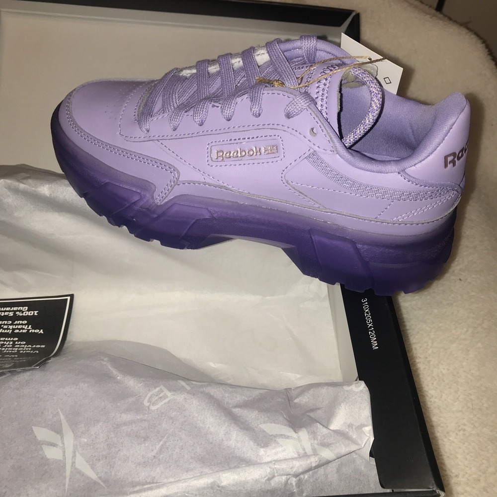 NIB Reebok Cardi B Club C Women 6 Shoes Sneaker Purple Off White GX7632 Lavender